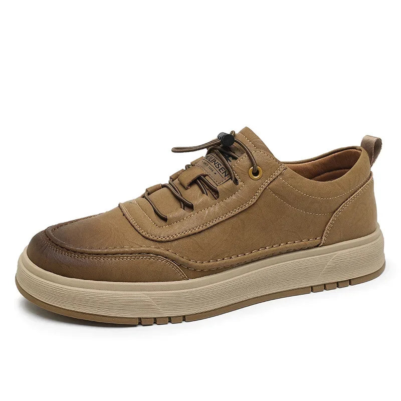 Fashion Cow Leather Casual Sneakers for Men 2025 Designer Soft-sole Men's Board Shoes Spring Autumn Sports Zapatos Para Hombre