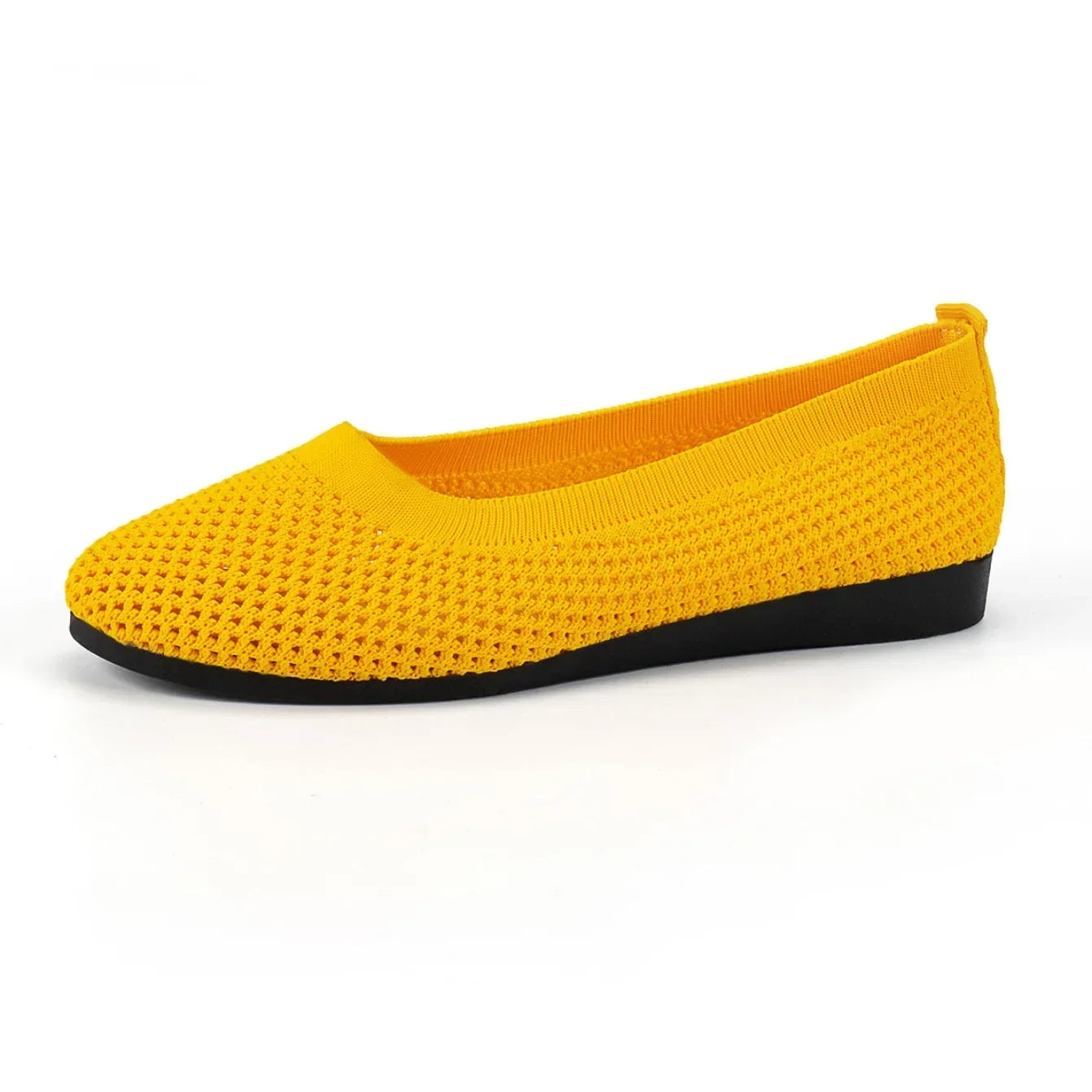 Women Round Toe Flat Shoes Solid Color Knitted Slip on Shoes Casual Breathable Ballet Flats Women Mesh Flat Shoes Loafers Woman