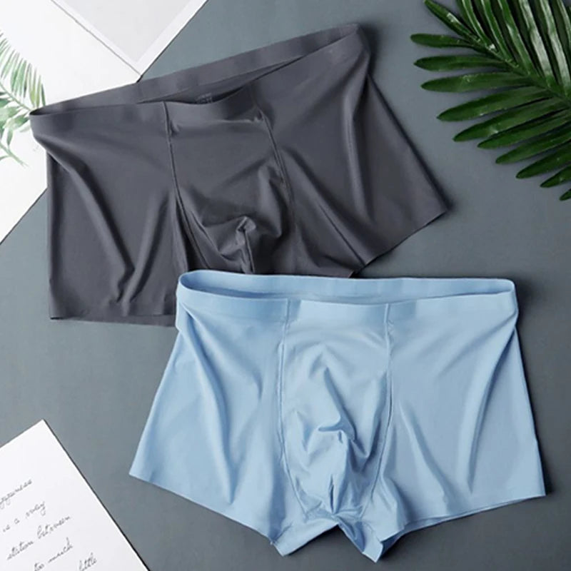 5 PCS/SET Men's Ice Silk Underwear Summer Thin Breathable Seamless Panties Sexy Male Underpants Comfortable XL-XXL Panties