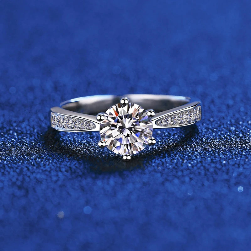 NeeTim Real 3 Carat Moissanite Wedding Ring for Women 925 Sterling Silver Round Brilliant Lab Diamond Engagement Rings Gift