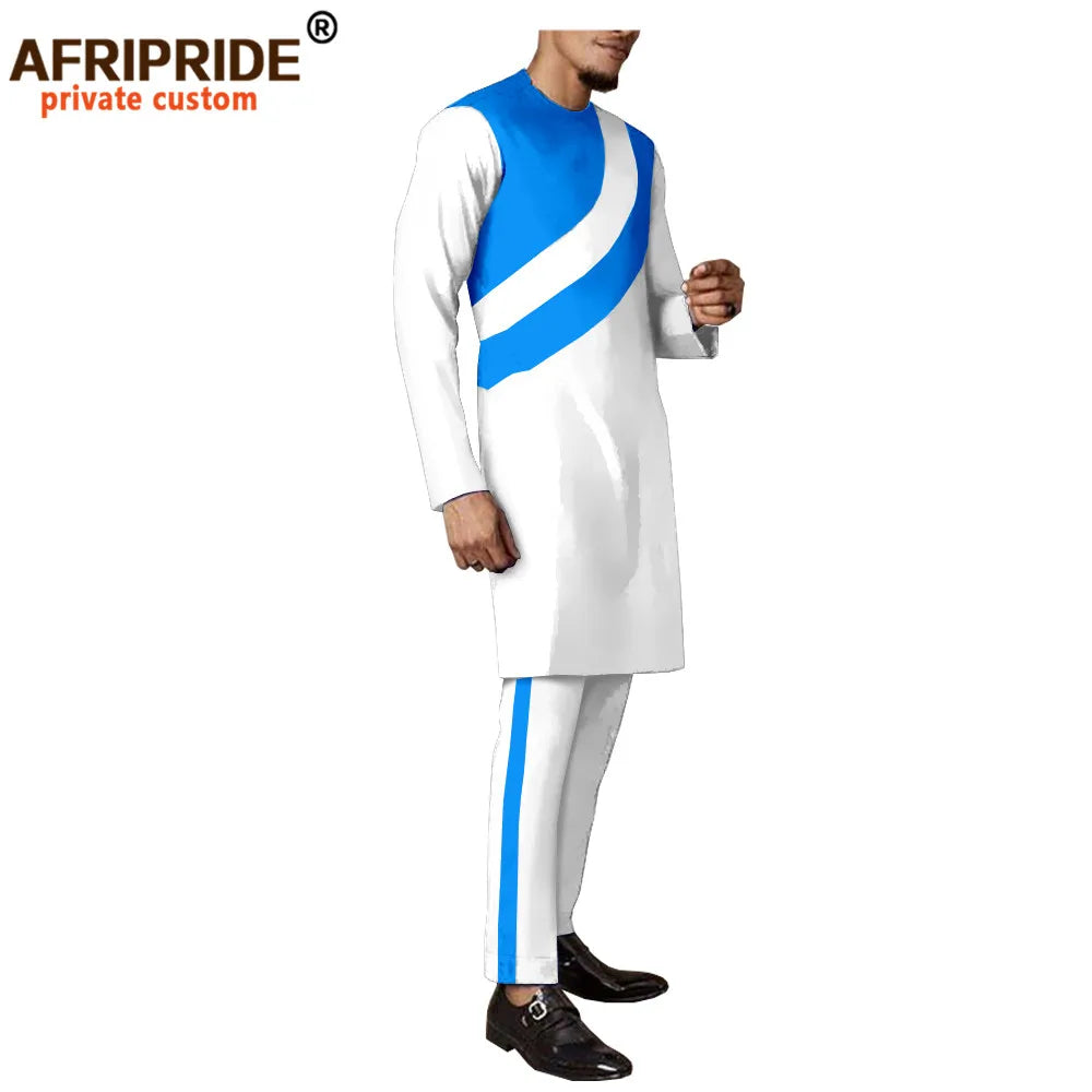 Tracksuit Men African Clothing Long Coats and Trousers 2 Piece Set Traditional Outfits Dashiki Outwear Wax Attire A2016036