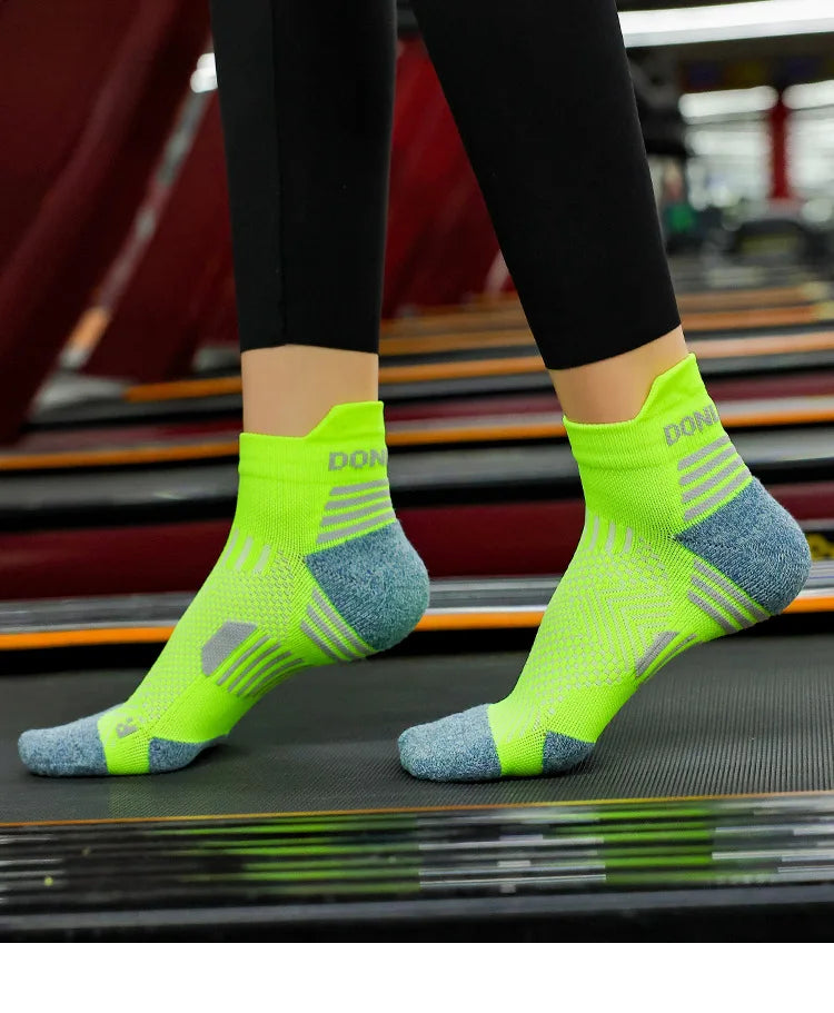 6 Pairs Marathon Running Socks Men Professional Sport Ankle Socks Thickened Towel Cushioned Tube Fitness Short Socks