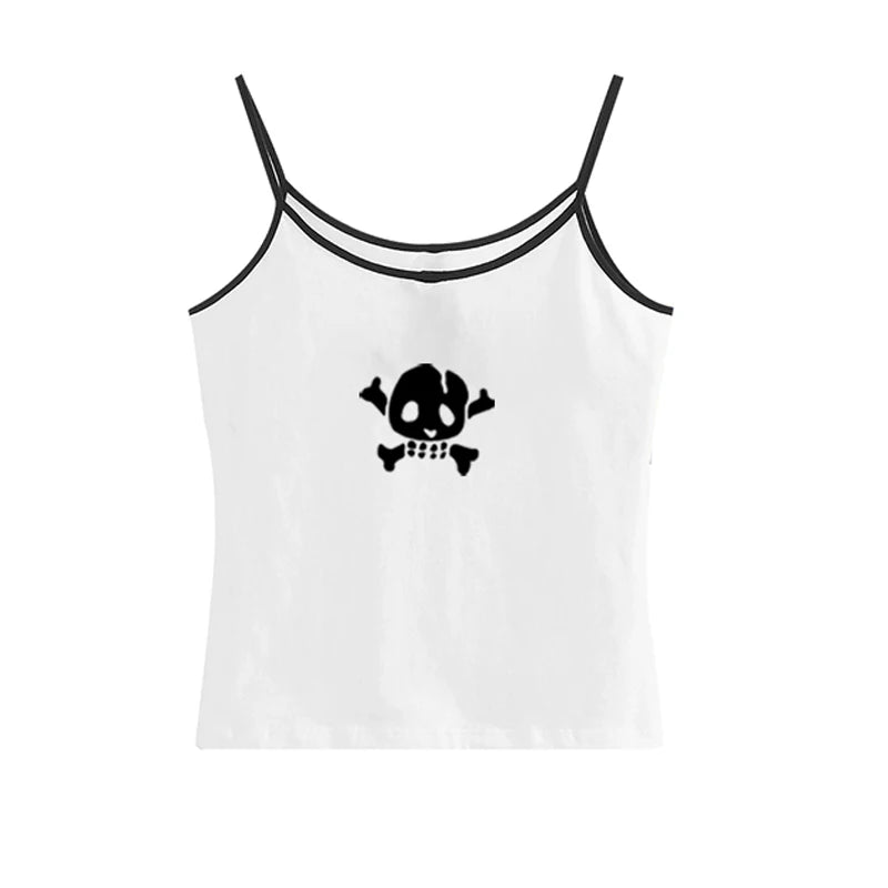 Spice Girls Skull Lace Y2k Tank Top Harajuku Graphic Print Rock Goth Crop top Hip Hop Retro Sleeveless T-shirt Punk Street Sling