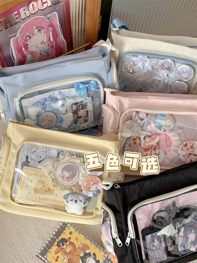 Trendy Transparent Simple Crossbody Bag for Girls Large Capacity School Shoulder Bag Comfortable and Versatile Texture Ita Bag