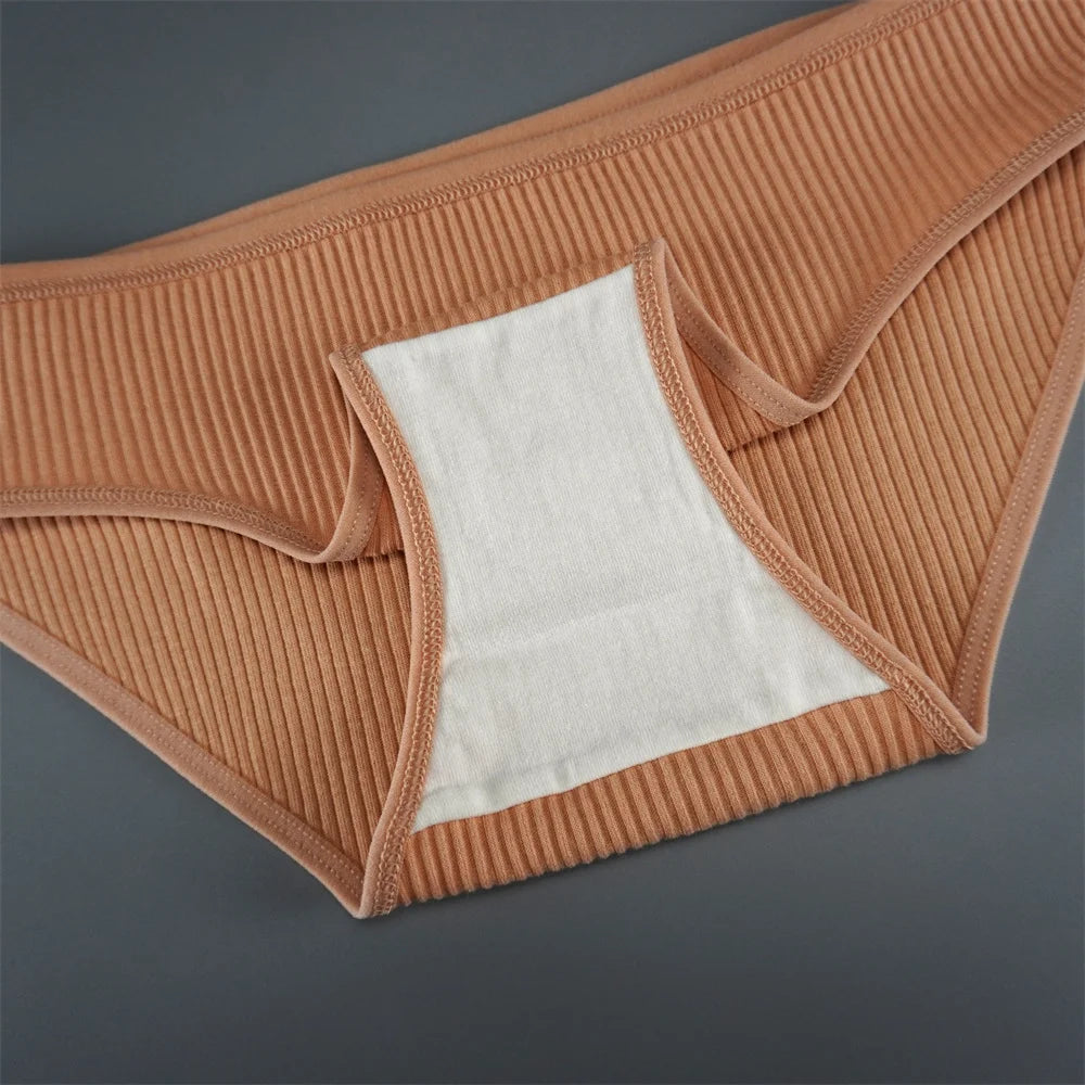UNWE 3PCS/Pack Ribbed Cotton Seamless Panties for Women Briefs Pack Comfortable Ladies Underwear Sets