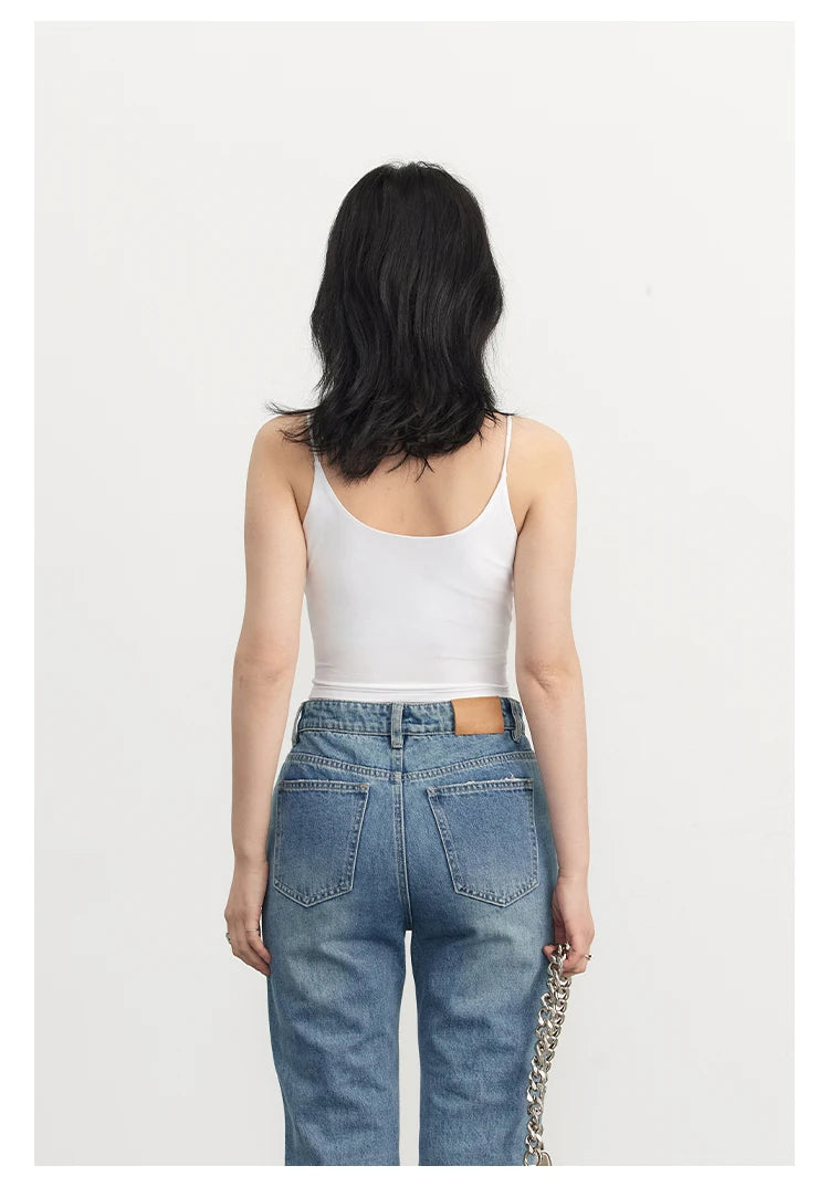 CHIC VEN Women's Tanks New Loose Short Camis Sleeveless Solid Crop Top Woman Clothing Spring Summer 2023