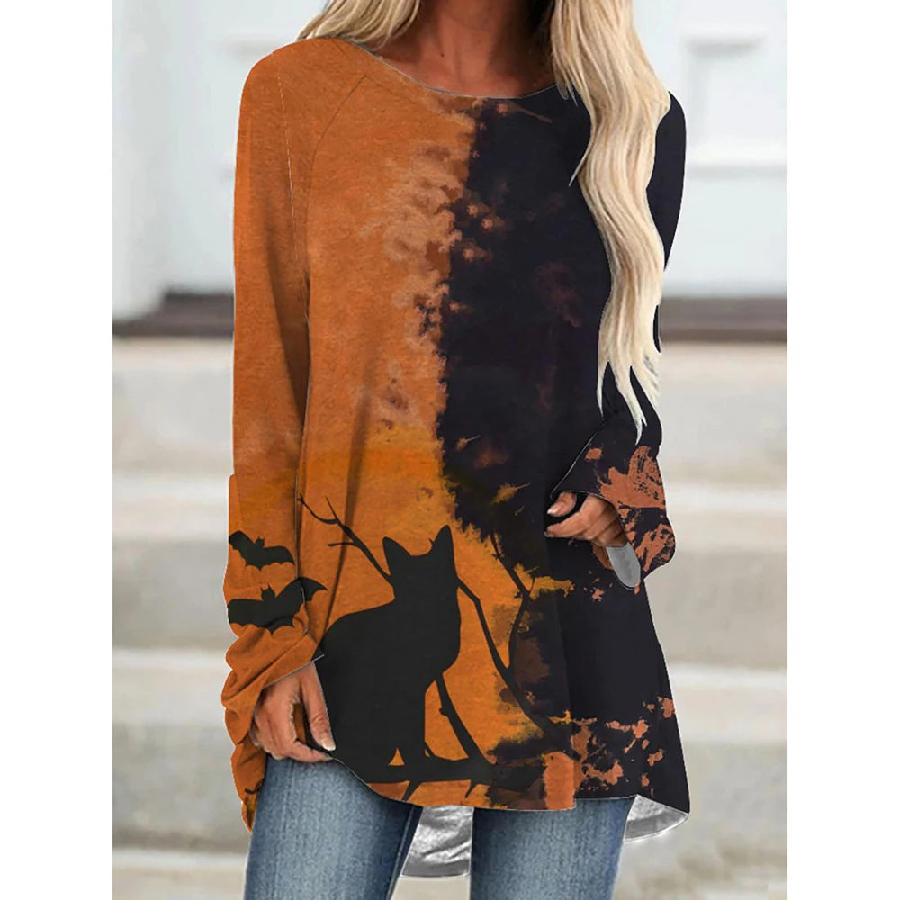 Women's T Shirt Wolf 3d Print T-shirt Women Fashion Animal T-shirts Casual Long Sleeve Tops Tees Vintage Tshirt Loose Tees Owl