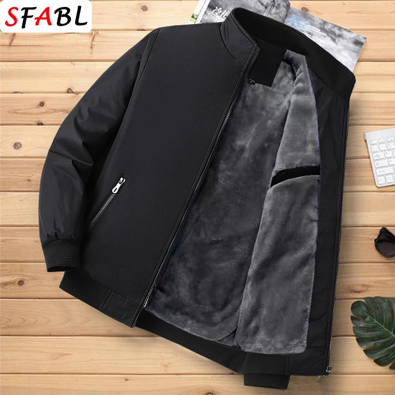 Luxury Thicken Padded Blazers for Men Social Jackets Men's Winter Jacket Windbreak Fleece Lining Business Office Dress Coat XXXL