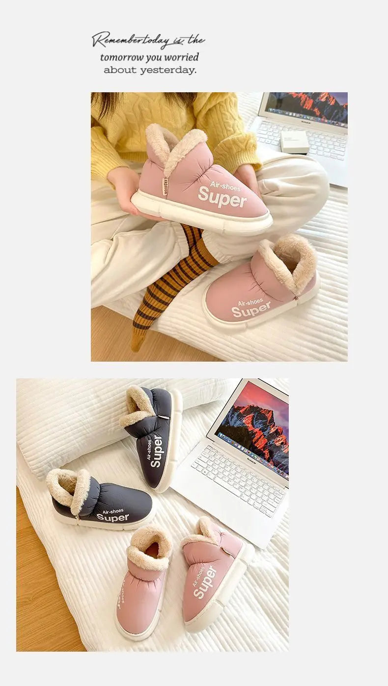 Winter Plush Men Cotton Shoes Warm Plush Men House Slippers Outdoor Soft Non Slip Women's Shoes Casual Furry Men Shoes