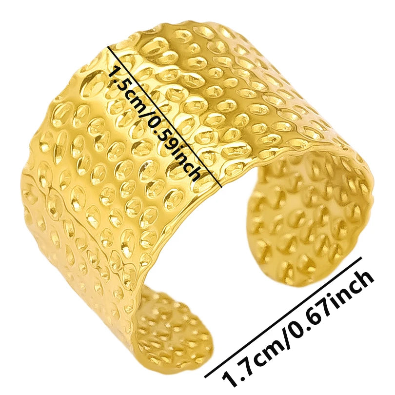 1/2/3pcs Mix Color Chunky Wide Ring Open Stainless Steel Rings For Women Men Accessories Irregular Surface Kpop Fashion Jewelry