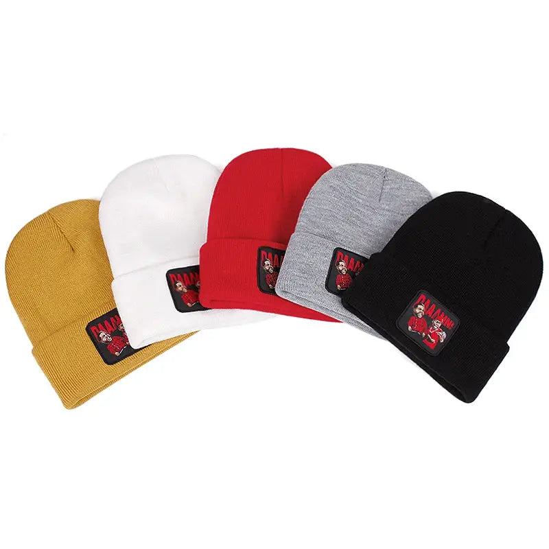 DAAAMN cartoon embroidered knitted hat for autumn and winter outdoor sports events Warm woolen hat hip-hop BAZAARHUBO