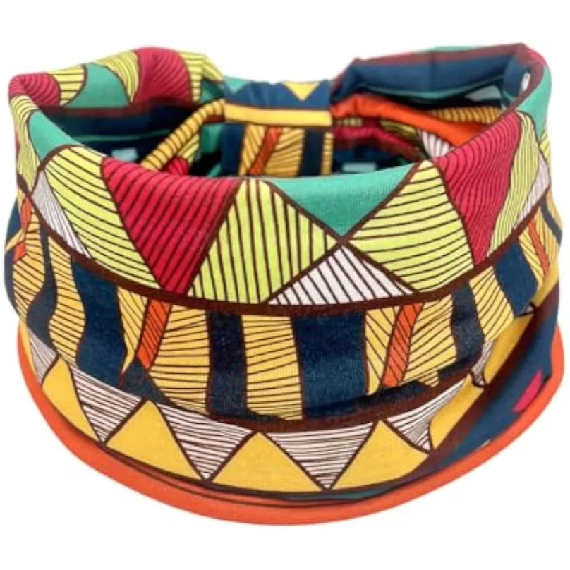 African Headbands Bohemian Headscarves Retro Printed Stretch Headscarf Sports Yoga Headbands with Wide Brim
