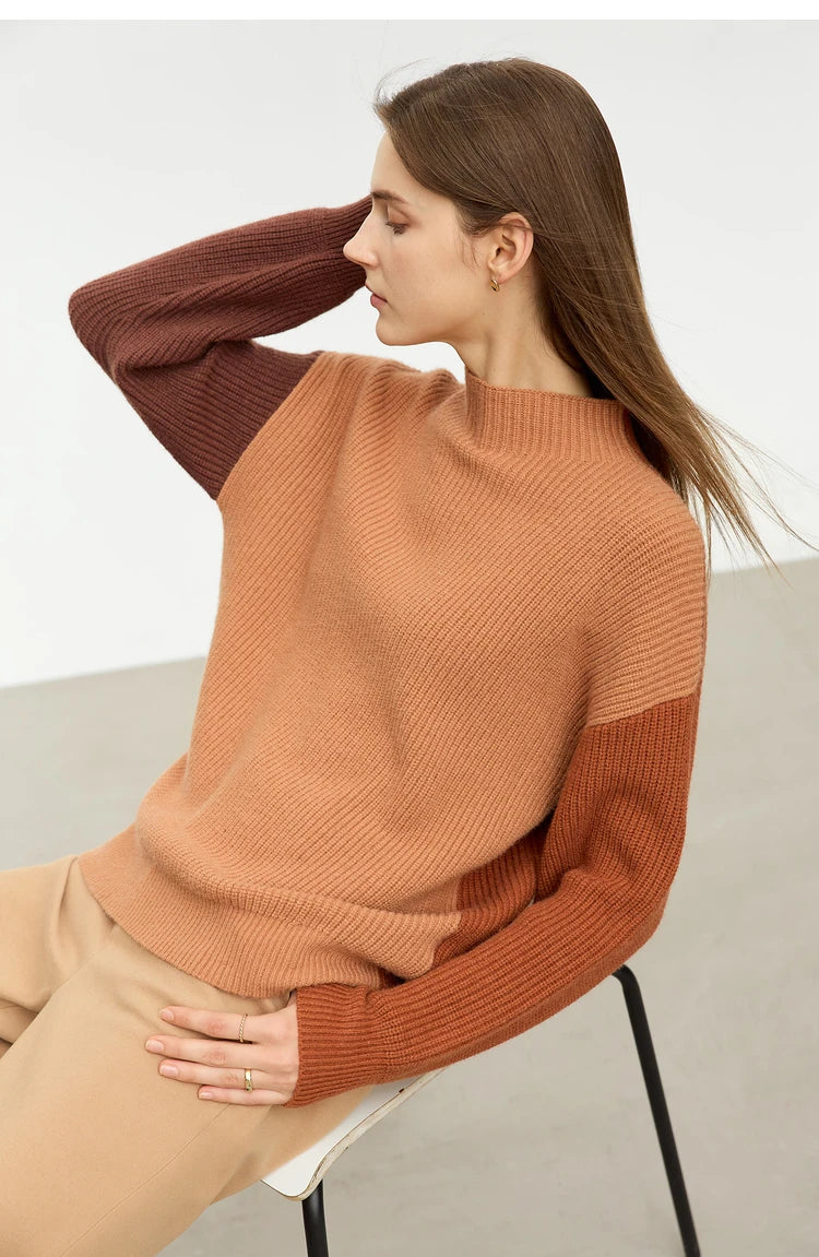 AMII Minimalism Sweaters Women 2024 Spring Street wear Spliced Knitted Top Drop Sleeve Loose Full Pullovers Sweaters 12344144