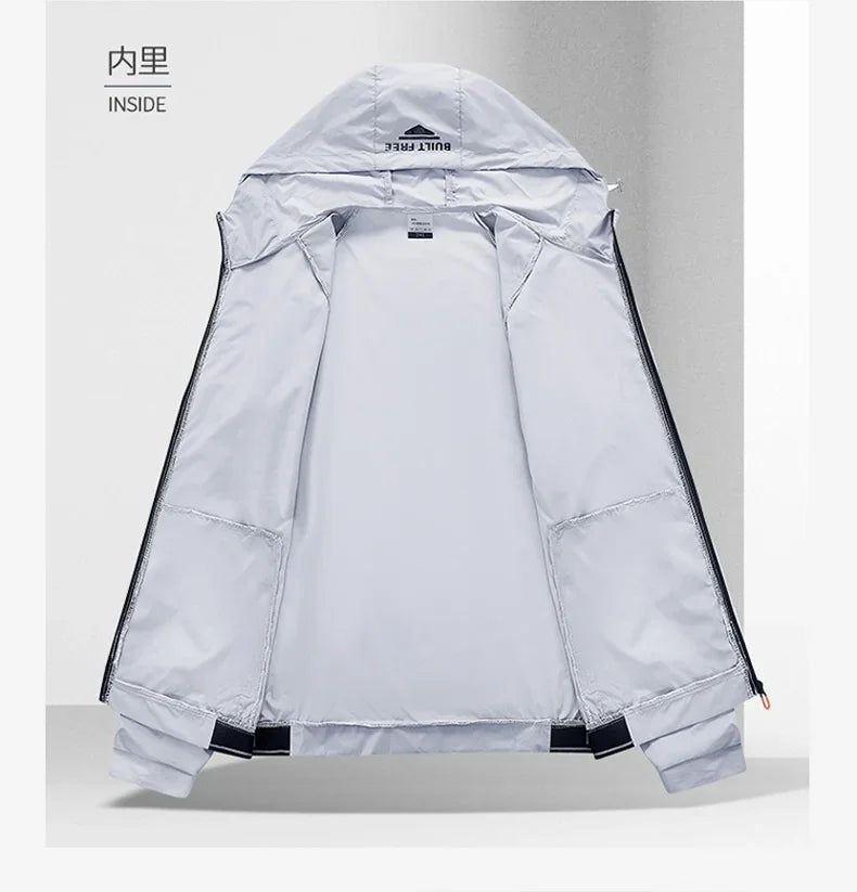 Outdoor Lightweight Hiking Jackets Men Fishing Cycling Hooded Gym Sports Running Coat Summer Sun-Protective Jacket Men Clothing
