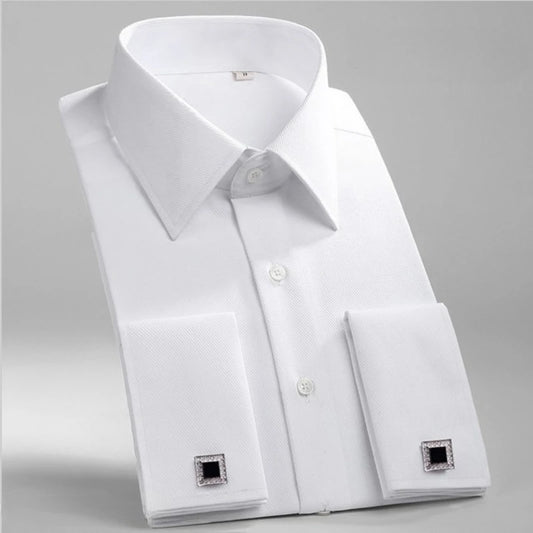 8XL Men's French Cuff Dress Shirt Long Sleeve Winged Collar Dress Shirt Men's Wingtip Tuxedo Formal Shirts Party Dinner Wedding