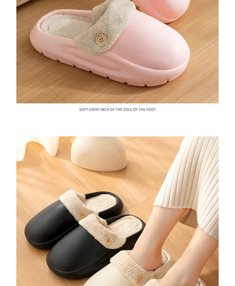 Winter Waterproof Warm Plush Slippers for Young People,Women,Men