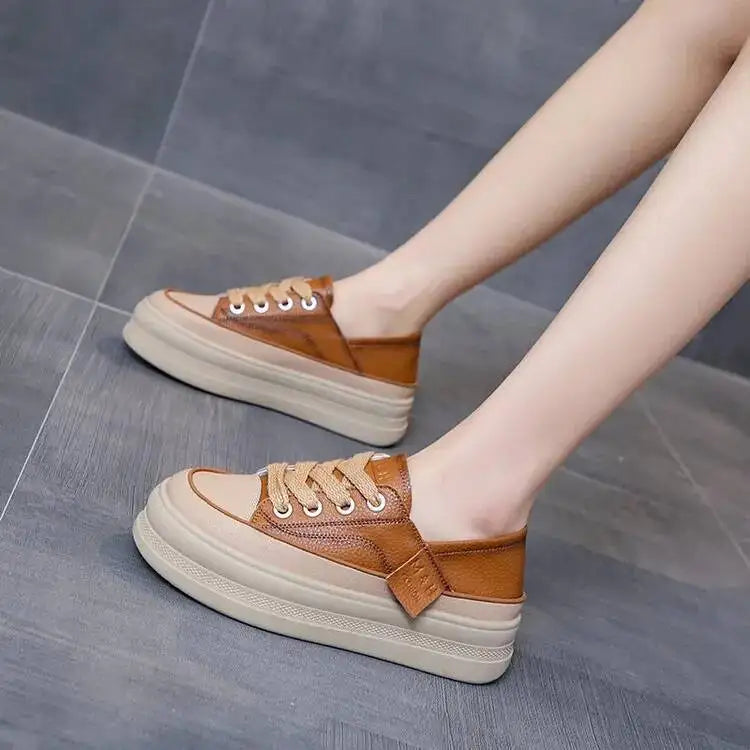 2025 New Women's Shoes Platform Sneakers Walking Fashion Lace-up High Quality Comfortable Women Running Shoe