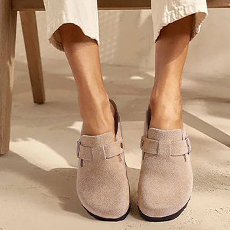 Evshine Men' s Cork Suede Mules with Arch Support Classic Potato Shoes Cozy Cork Footbed Clogs Slippers Men Fashion Beach Sandal