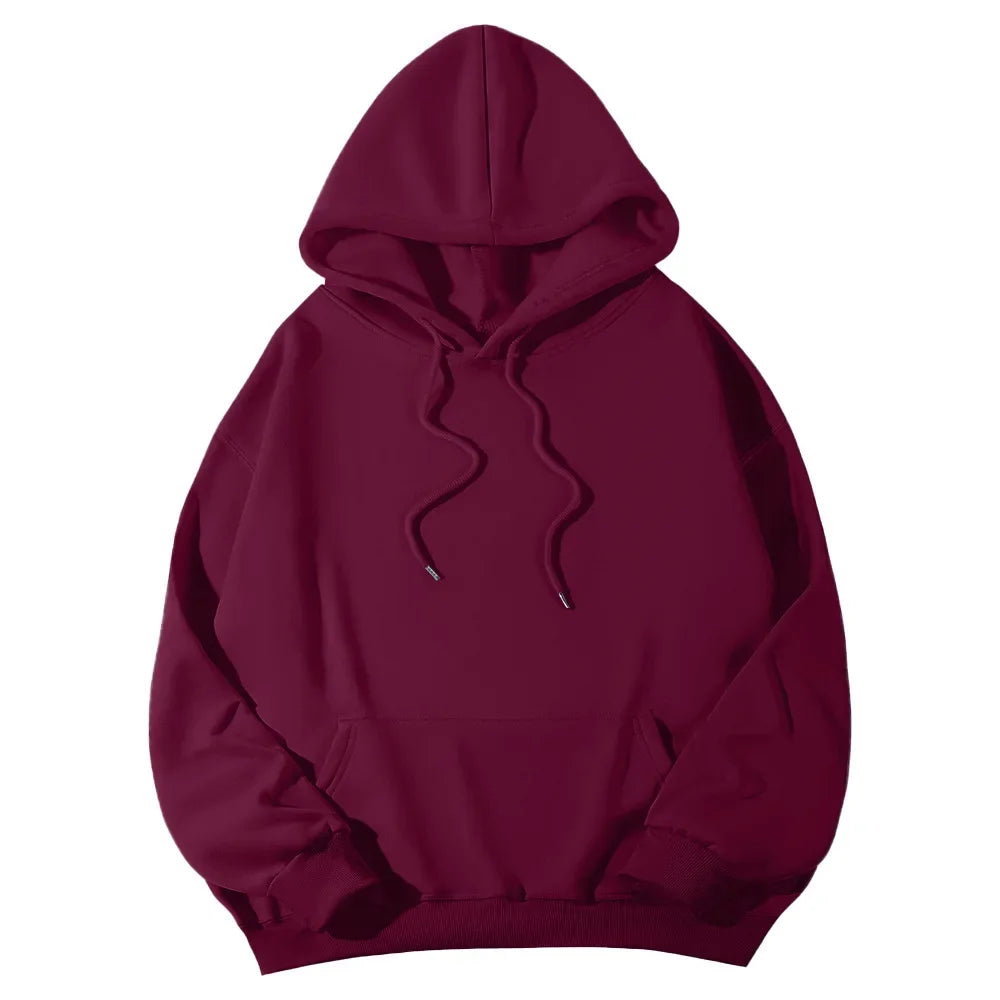 2026 Men's wide Hood Sweatshirt European and American men's and men Sweatshirt Solid Harajuku Long Sleeve Female Loose male Coat BAZAARHUBO