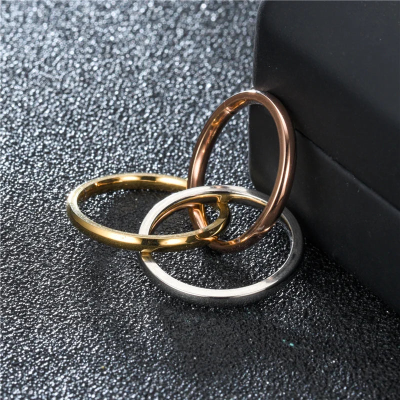 2026 Fashion Triple Interlocked Wedding Rings for Lovers Stainless Steel Three-in-One Promise Ring Valentine's Day Gifts