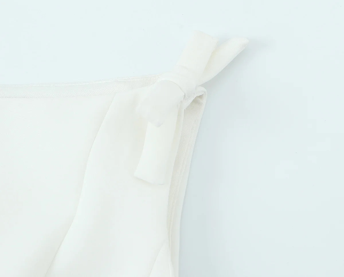 HH Female Summer Streetwear Style Sexy Top O-Neck Solid Sleeveless Bow Decorate Zipper Women's New Fashion Tops 2 Color