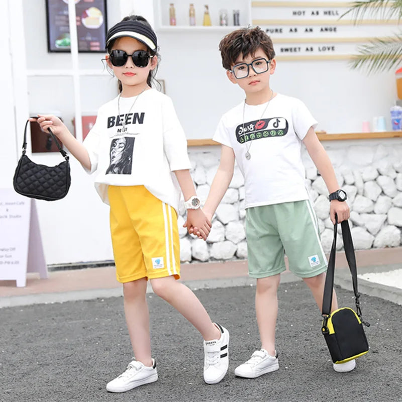 Kids Shorts Wholesale 3-14 Years Children's Casual Short Classic Design Candy Color Student Boys Sweatpants Girls Baby Clothes