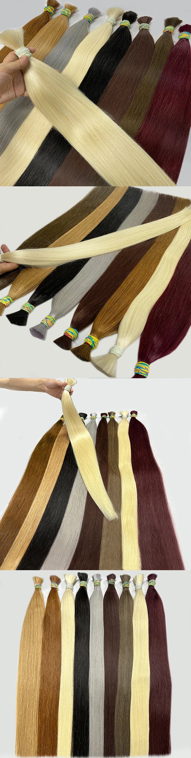 Human Hair Bulk No Weft Vietnamese Hair Virgin Remy Straight Hair Bulk 12-30inch 100g 100%  99j Real Natural Hair Extension Grey