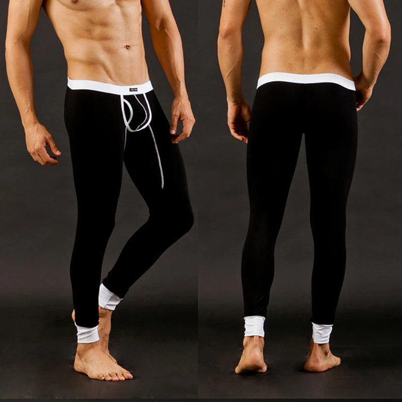 Mens Thermal Underwear Low Rise Modal Base Layer Open Front Pants Autumn Warm Thin Stretchy Comfortable Leggings