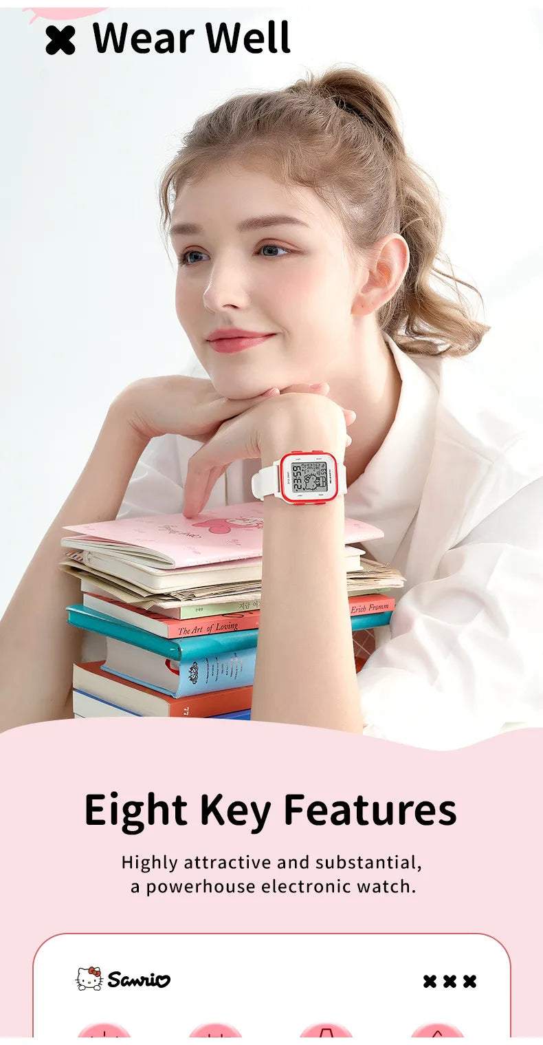 ZGO X Sanrio Hello Kitty Watch For Girls Student Kids' Electronic Watches Waterproof Sports Wristwatch Girl Child Gift Box 878