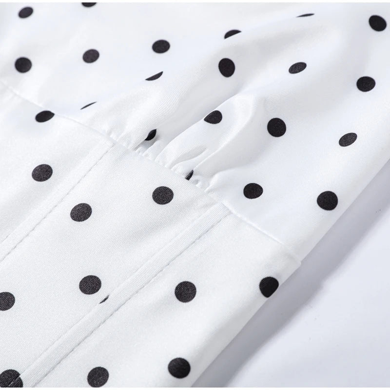 Fashion Polka Dot Two-pieces 7-inch Pants Sets Women's Slim Halter Waist-cinching Tops Hip-wrap Pant 2026 New Ladies Solid Suit