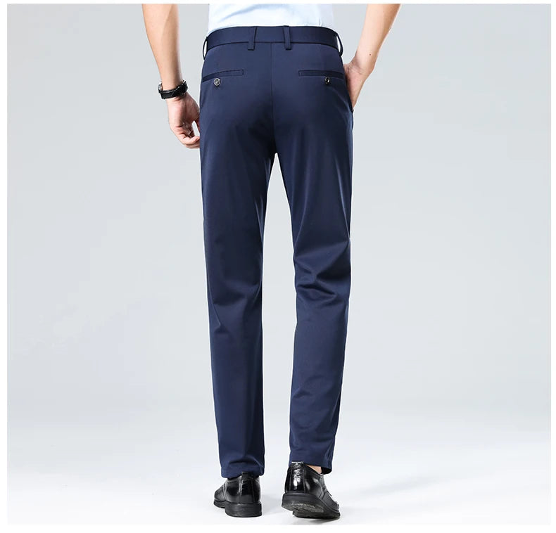 29-42 Men's Summer Thin Fashion Business Casual Suit Pants Long Pants Men's Elastic Straight Sleeve Formal Pants Plus Size 28-40