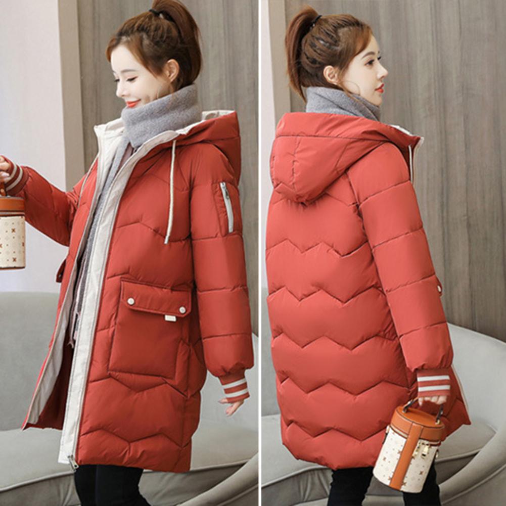 Women Long Hooded Down Cotton Coat Winter Thick Warm Parka Jacket