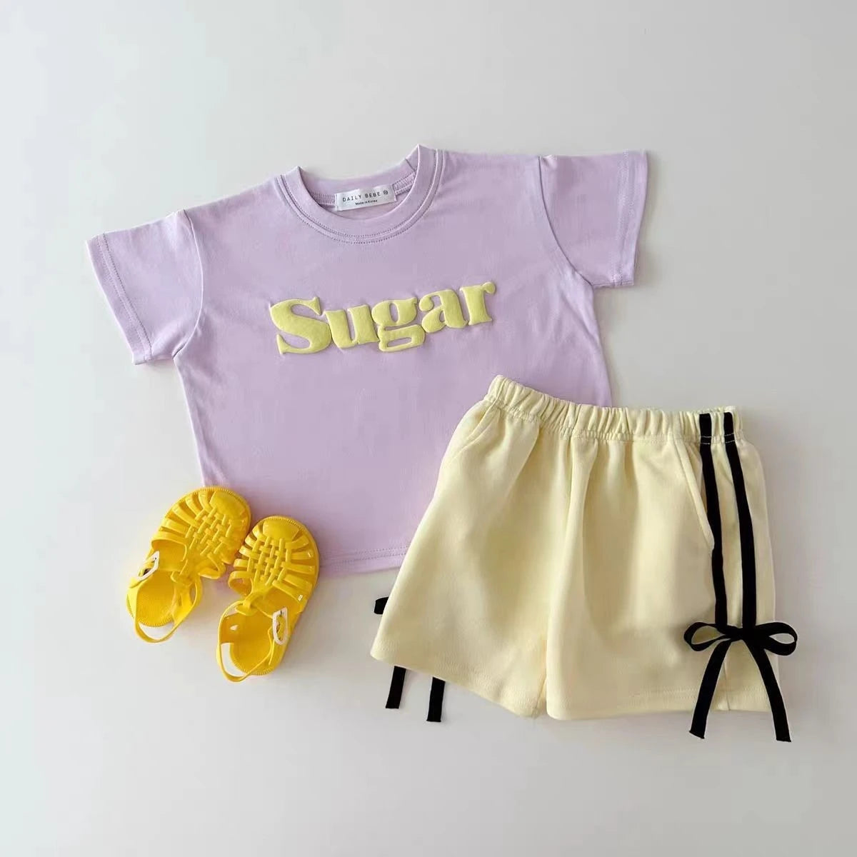K2453 Summer Fashionable Thin Baby Girls' Loose Fit Casual Shorts with Butterfly Knot Waist Cute Trendy Unisex Kids' Clothing