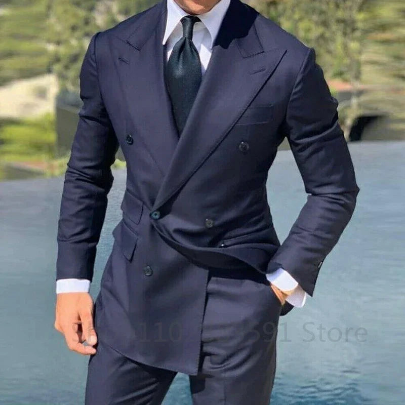 1 Piece Black Double Breasted Jacket Only Costume Homme Men Suits Tuxedo Groom Wedding Slim Fit Terno Masculino Blazer