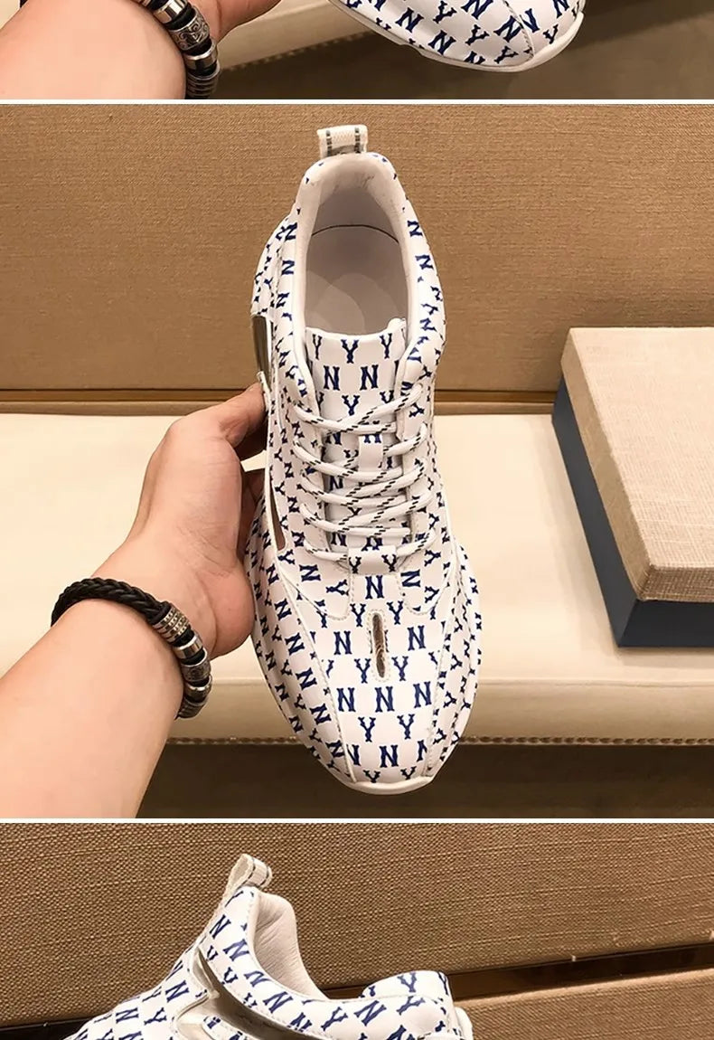Brand Men Sneakers Fashion Print Casual Shoes Men Breathable Lace Up Running Shoes Luxury High Quality Men Sport Shoes 2026 New