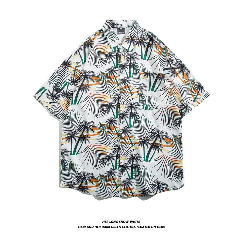 Men's Hawaiian Polyester Summer Short Sleeve Shirt Tropical Leaf 3D Pattern Printing Beach Male Shirts Casual Blouse For Men