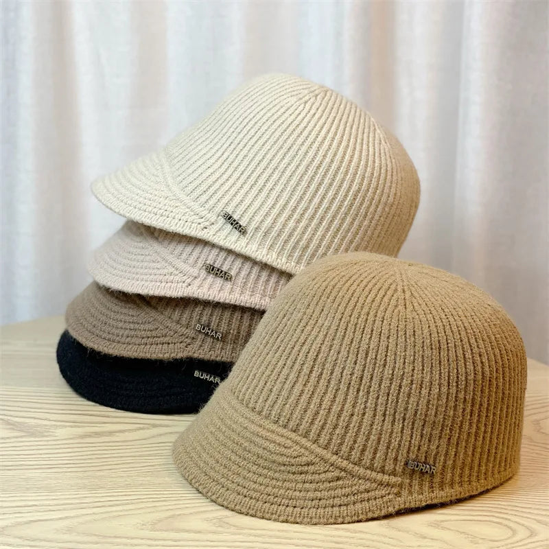 Winter Knitted Baseball Cap for Women's Caps Designer Head Solid Color Women's Knitted Hat Outdoor Casual Equestrian Hat Female BAZAARHUBO