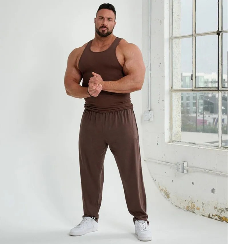 Spring Summer Knit Ice Silk Ribbed Fitness Sports Casual Slim-fit Men's Vest Men's I-line Muscle Vest Cotton Men