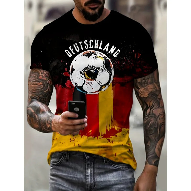Germany Flag Jerseys T-Shirt For Men German National Emblem 3D Print Tee Loose O-Neck Tops Sports Uniforms Short Sleeve T Shirts