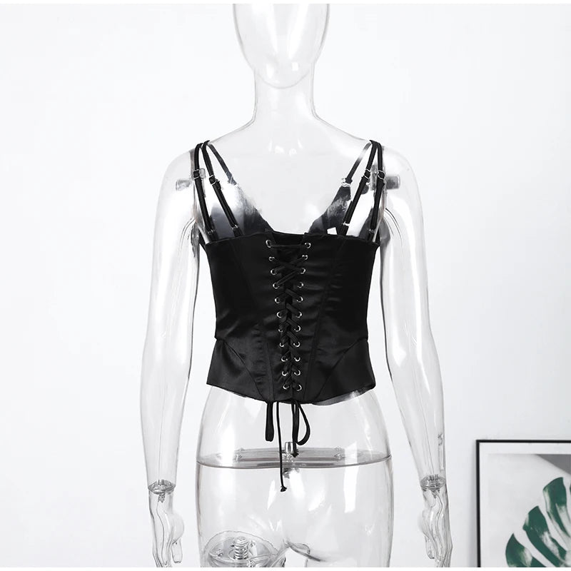 Elegant Lace Patchwork Sling Top Women Sleeveless Backless Patchwork Crop Tops Female 2026 Fashion Summer Spring Vest Lady