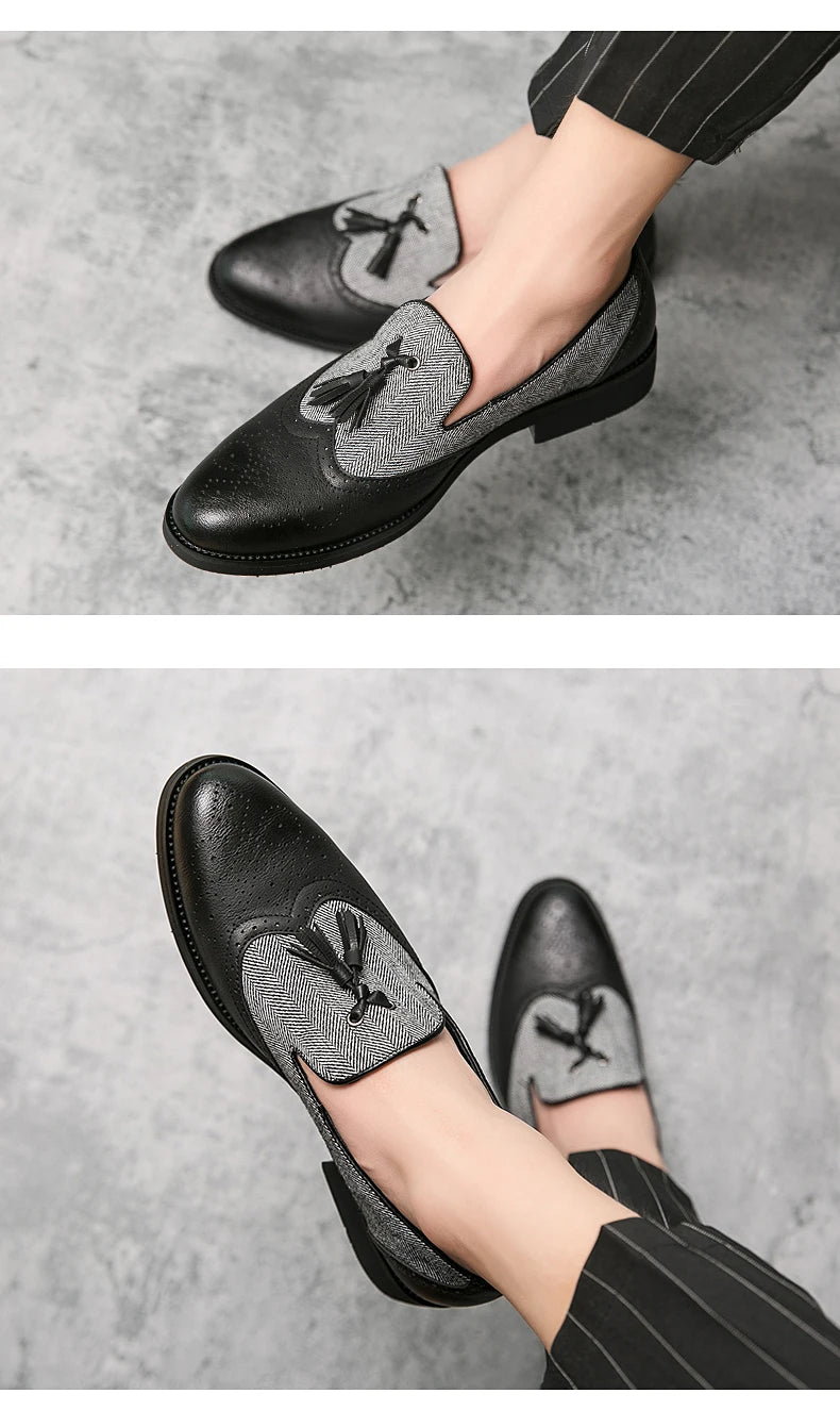 men leather shoes tassel loafers for men social shoe male classic shoes men elegant party moccasins mens fashion footwear