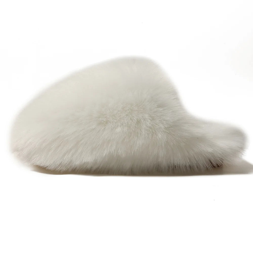 Ladies Winter High Quality Fox Fur Slippers Women Warm Fur Slides Girls Luxury Furry Slippers Soft Comfortable Home Cotton Shoes