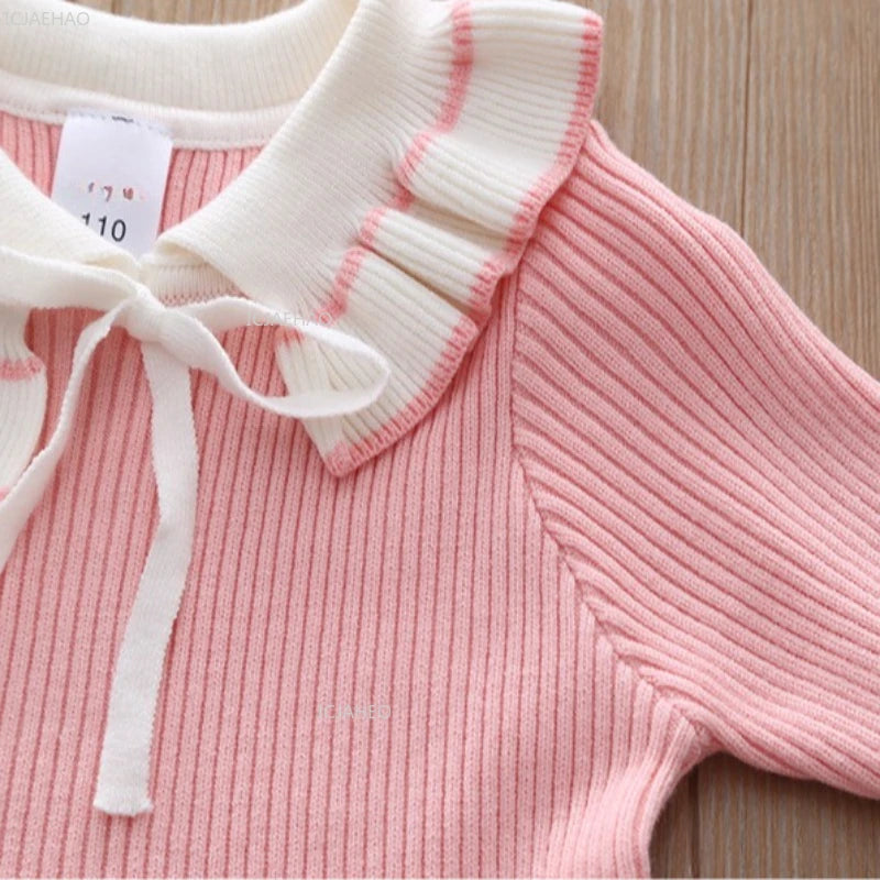 Girls Knit Dress A Line Party Gown Baby Toddler Costume Kids Fashion Spring Autumn Clothing Children Casual Daily Wear Outfit
