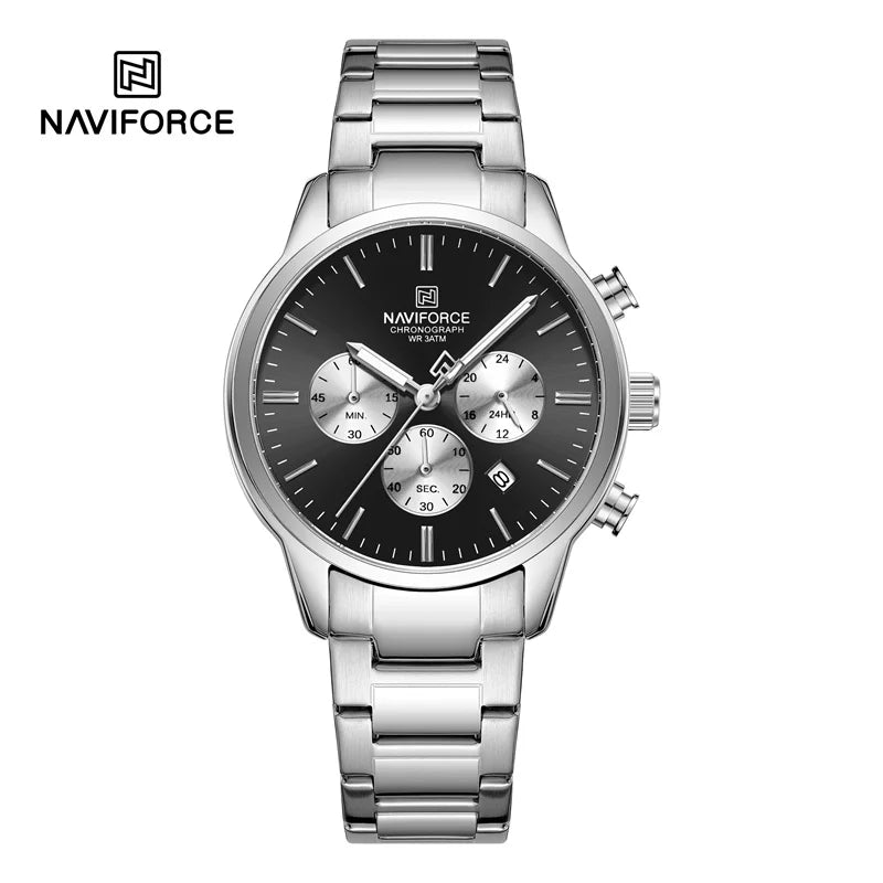 NAVIFORCE New Style Sporty 3ATM Waterproof Shockproof Stainless Strap  Man's Wristwatch Luxury Fashion Quartz Watches Men‘s Gift