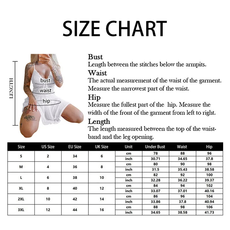 Sexy Sleepwear Women's Nightgowns Dress Through Lace Sexy Lingerie Night Dress Women Underwear Party Nightie 3XL