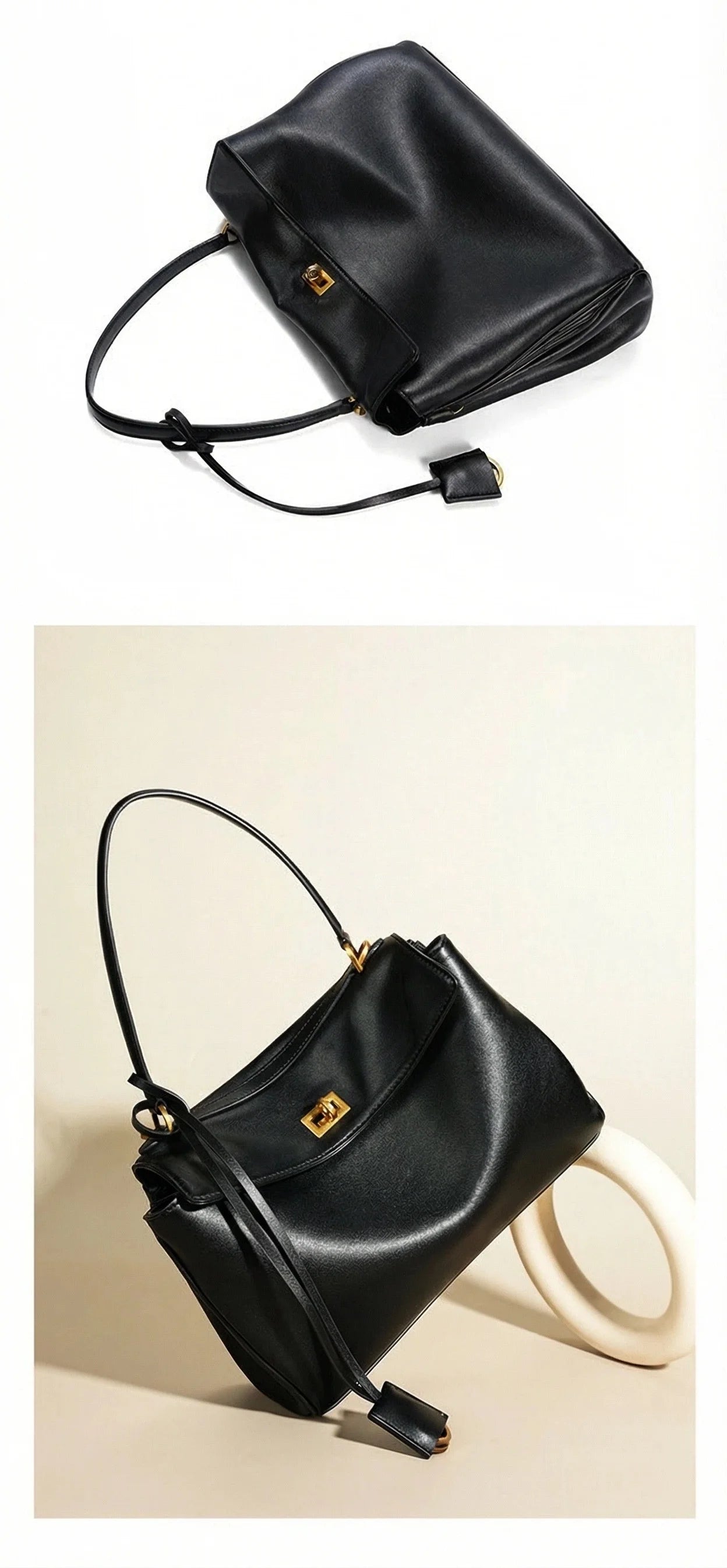2026 large Genuine leather shoulder bag armpit top layer cowhide large capacity women's commuting high-end tote bag
