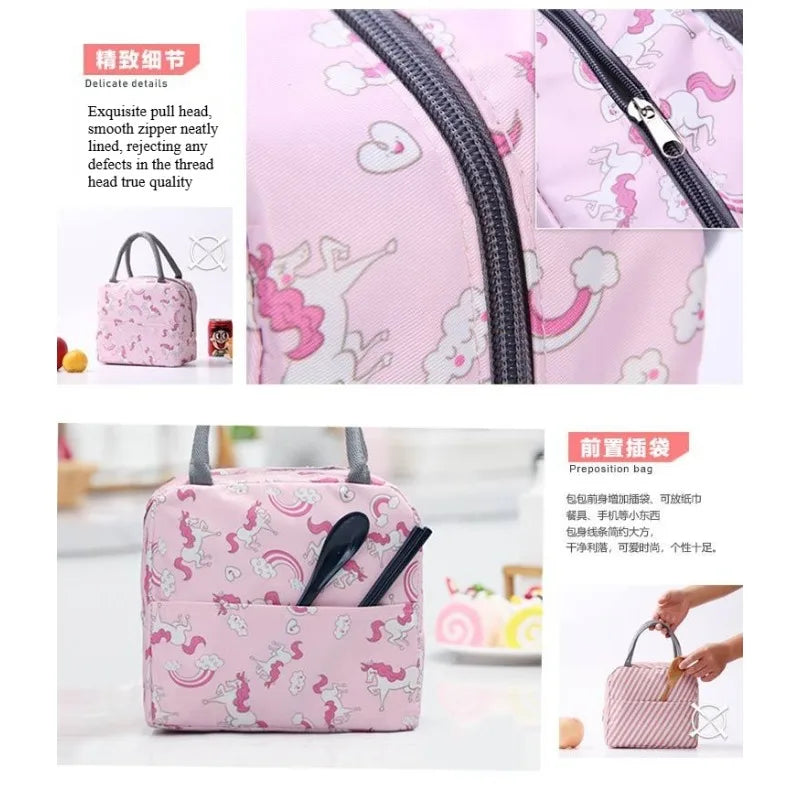 Portable Lunch Bags Thermal Insulation Lunch Box Storage Bag Children's School Lunch Box Bag Picnic Storage Large Capacity