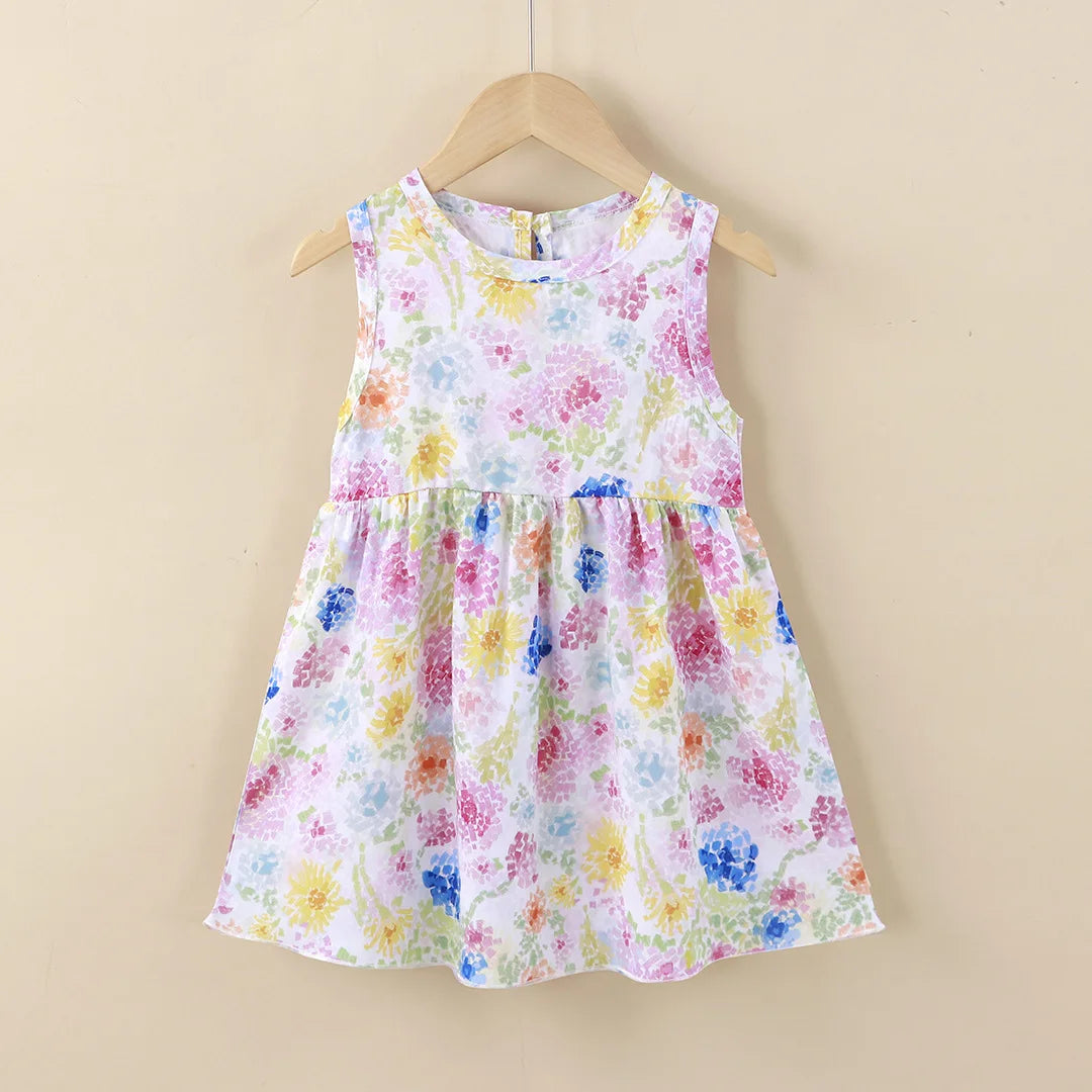Girl Dress Summer Kids Clothes Girls Children Printed Beach Dresses Sleeveless Princess Party Outfit Children's Casual Clothing