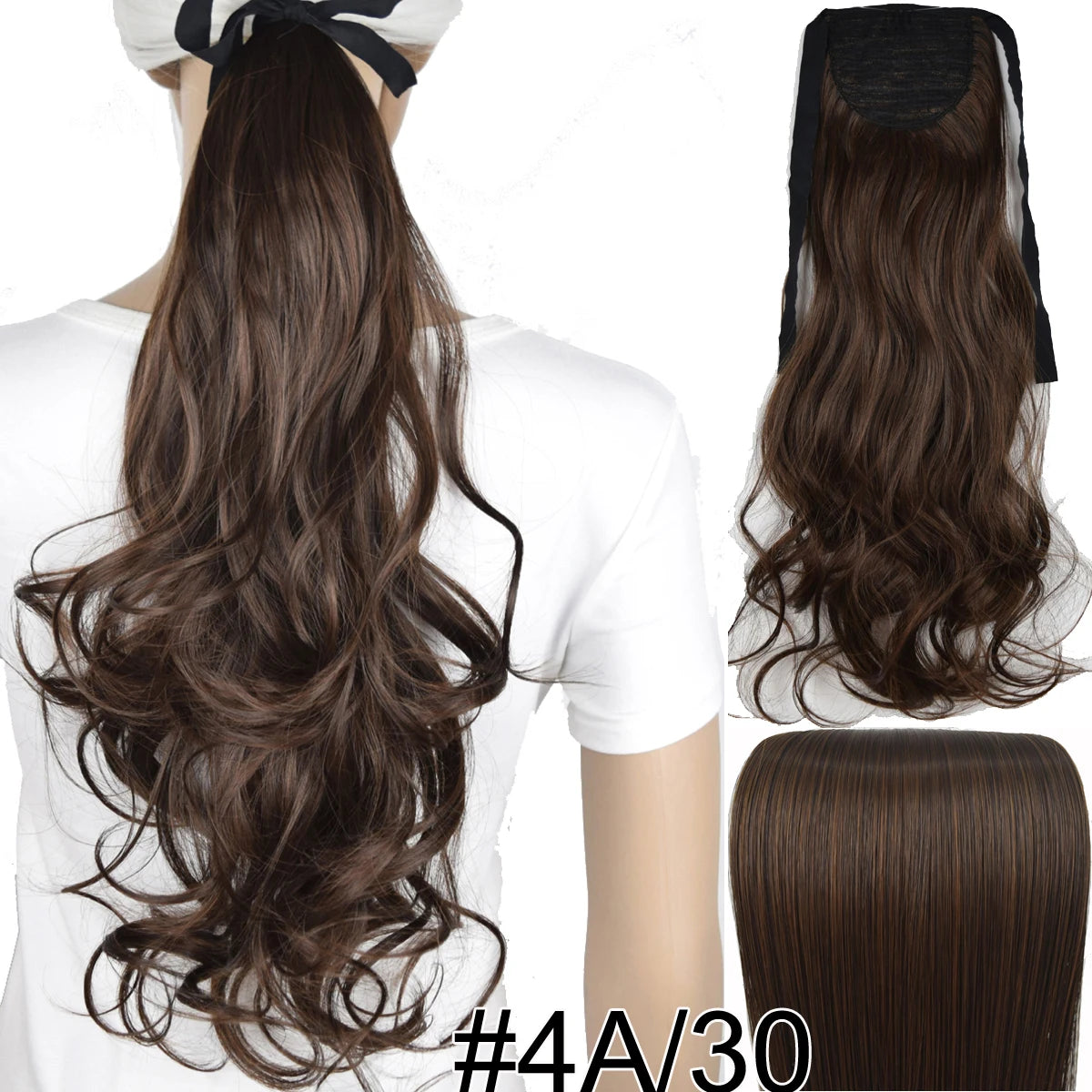 TOPREETY  Synthetic Hair Fiber Heat Resistant Wavy Ribbon Clip in Ponytail Extensions 1008