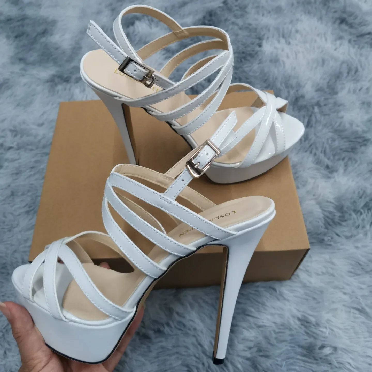 Women Sandals Sexy Pumps Nightclub Ultra Fashion 14cm Super High Heels Platform Ankle Strap Sandals Bride Shoes Large Size 44